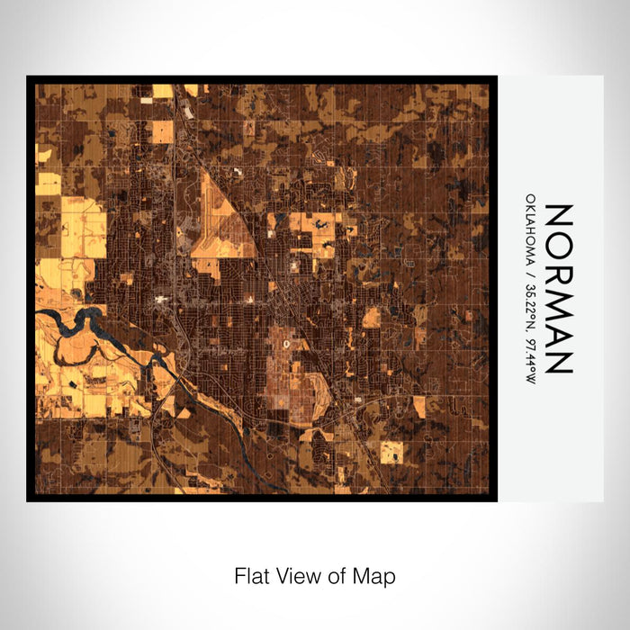 Rendered View of Norman Oklahoma Map on 20oz Stainless Steel Insulated Bottle with Bamboo Top with printed ember style map