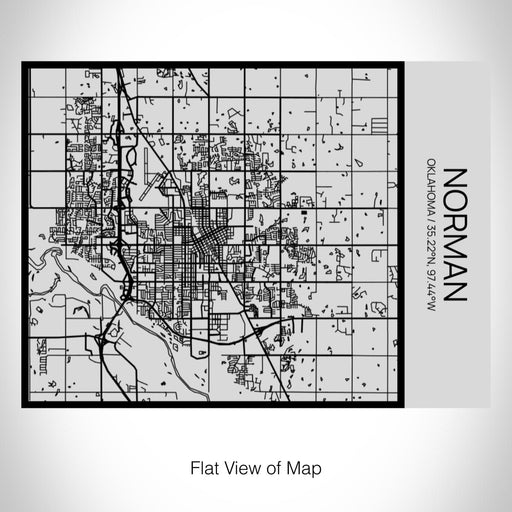 Rendered View of Norman Oklahoma Map on 20oz Stainless Steel Insulated Bottle with Bamboo Top with printed Tactile Lines Map in Black