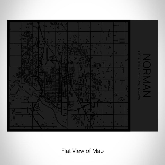 Rendered View of Norman Oklahoma Map on 20oz Stainless Steel Insulated Bottle with Bamboo Top in Matte Black with printed Tactile Lines Map in Black