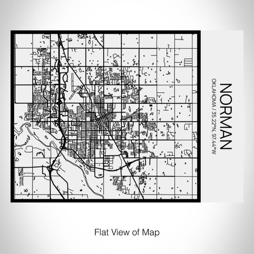 Rendered View of Norman Oklahoma Map on 20oz Stainless Steel Insulated Bottle with Bamboo Top in Matte White with printed Tactile Lines Map in Black