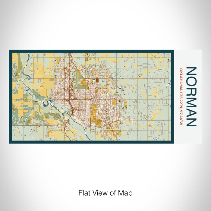 Rendered View of Norman Oklahoma Map on 17oz Stainless Steel Insulated Bottle with printed woodblock style map