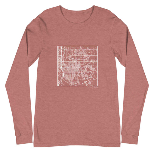 Norman Oklahoma  Map Unisex Long-Sleeve T-shirt with City inscription in Heather Mauve
