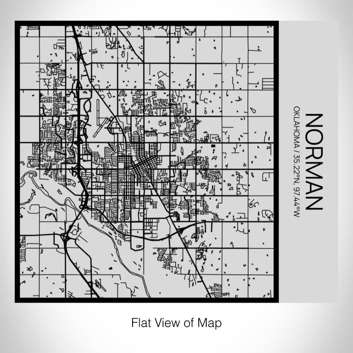 Rendered View of Norman Oklahoma Map on 17oz Stainless Steel Insulated Tumbler in Tactile Lines with Succulent in Background