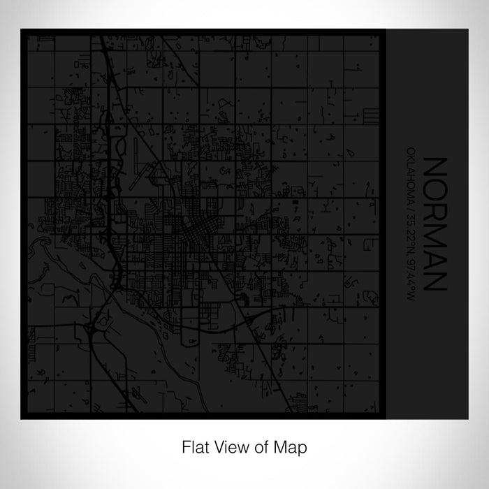 Rendered View of Norman Oklahoma Map on 17oz Stainless Steel Insulated Tumbler in Matte Black with Tactile Lines