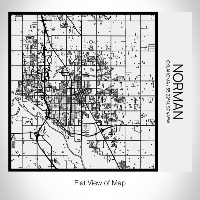 Rendered View of Norman Oklahoma Map on 17oz Stainless Steel Insulated Tumbler in Matte White with Tactile Lines