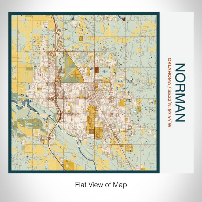 Rendered View of Norman Oklahoma Map on 17oz Stainless Steel Insulated Tumbler in Woodblock Map Style