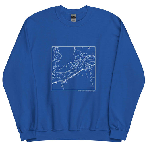 North Bonneville Washington  Map Unisex Crewneck Sweater with City inscription in Royal Blue