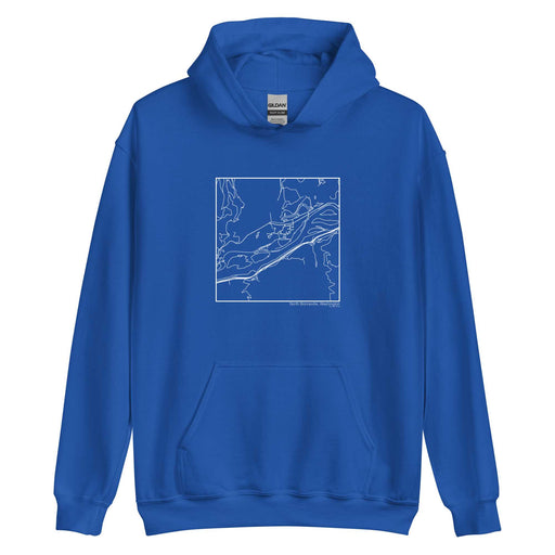 North Bonneville Washington  Map Unisex Hoodie Sweater with City inscription in Royal Blue