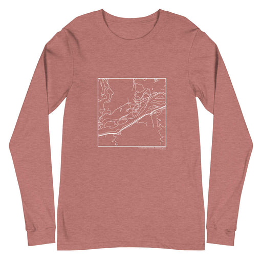 North Bonneville Washington  Map Unisex Long-Sleeve T-shirt with City inscription in Heather Mauve