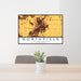 24x36 Northfield Minnesota Map Print Lanscape Orientation in Ember Style Behind 2 Chairs Table and Potted Plant