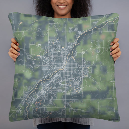 Person holding 22x22 Custom Northfield Minnesota Map Throw Pillow in Afternoon