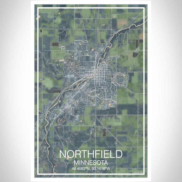 Northfield Minnesota Map Print Portrait Orientation in Afternoon Style With Shaded Background