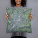 Person holding 18x18 Custom Northfield Minnesota Map Throw Pillow in Afternoon