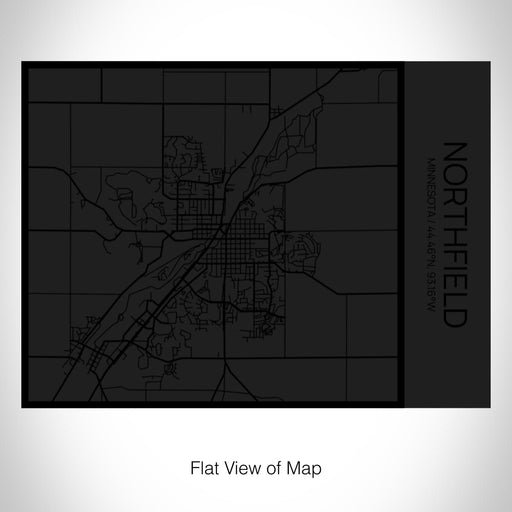 Rendered View of Northfield Minnesota Map on 20oz Stainless Steel Insulated Bottle with Bamboo Top in Matte Black with printed Tactile Lines Map in Black