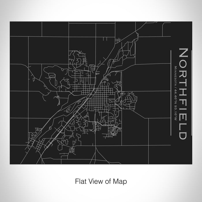 Rendered View of Northfield Minnesota Map on 20oz Stainless Steel Insulated Bottle with Bamboo Top in Black