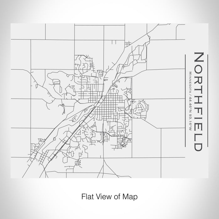 Rendered View of Northfield Minnesota Map on 20oz Stainless Steel Insulated Bottle with Bamboo Top in White