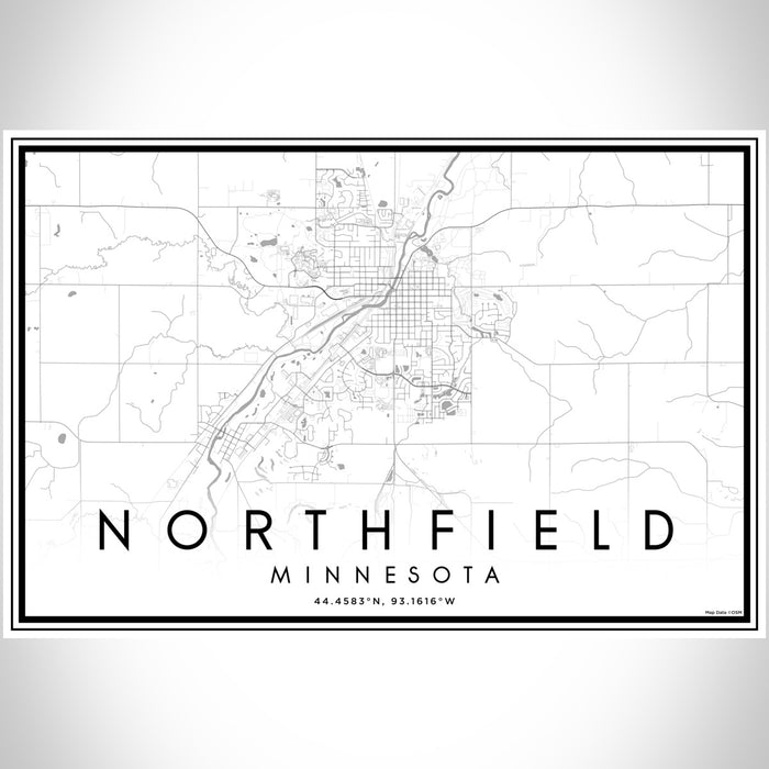 Northfield Minnesota Map Print Landscape Orientation in Classic Style With Shaded Background