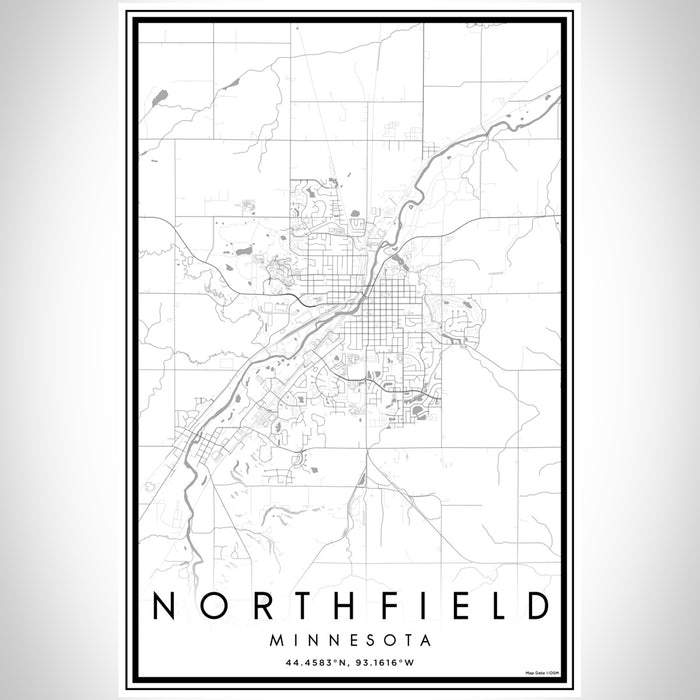 Northfield Minnesota Map Print Portrait Orientation in Classic Style With Shaded Background