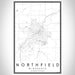 Northfield Minnesota Map Print Portrait Orientation in Classic Style With Shaded Background