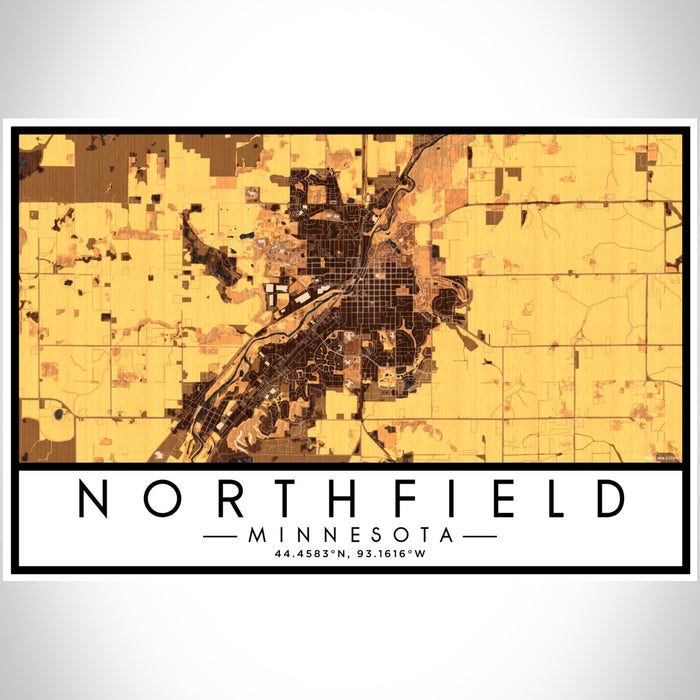 Northfield Minnesota Map Print Landscape Orientation in Ember Style With Shaded Background
