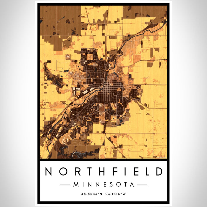 Northfield Minnesota Map Print Portrait Orientation in Ember Style With Shaded Background