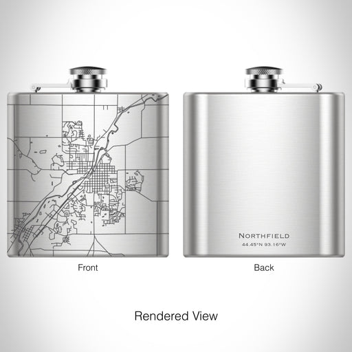 Rendered View of Northfield Minnesota Map on 6oz Stainless Steel Flask