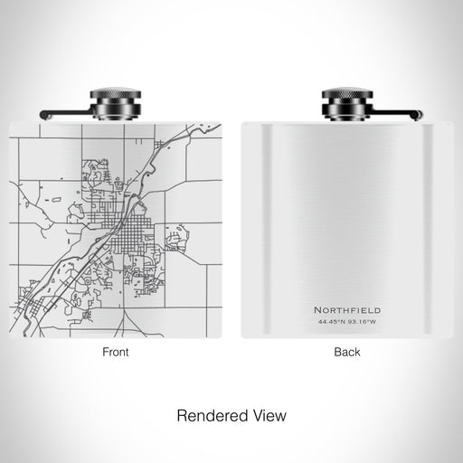 Rendered View of Northfield Minnesota Map on 6oz Stainless Steel Flask in White