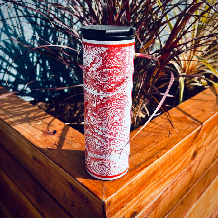 17oz Stainless Steel Insulated Tumbler in Hand with Black Tactile Lines Map