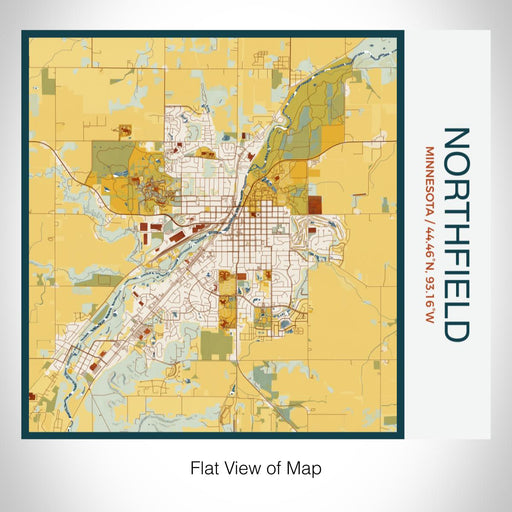 Rendered View of Northfield Minnesota Map on 17oz Stainless Steel Insulated Tumbler in Woodblock Map Style