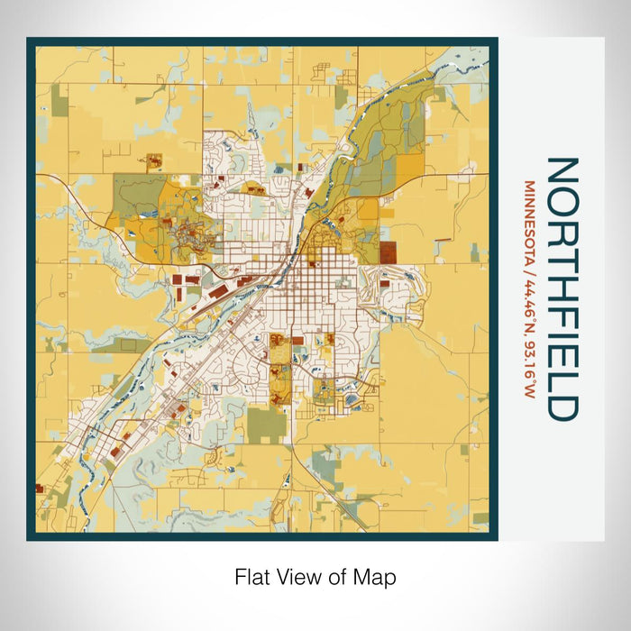 Rendered View of Northfield Minnesota Map on 17oz Stainless Steel Insulated Tumbler in Woodblock Map Style