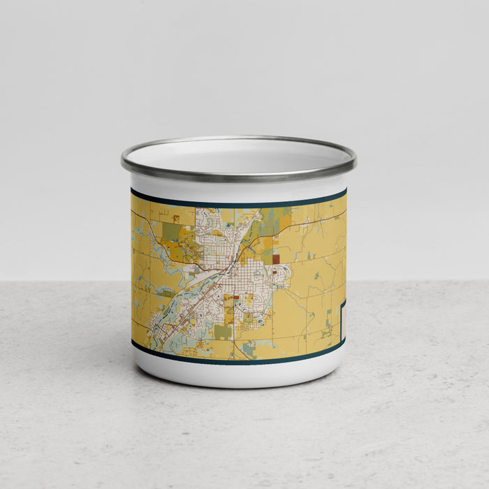 Front View Custom Northfield Minnesota Map Enamel Mug in Woodblock