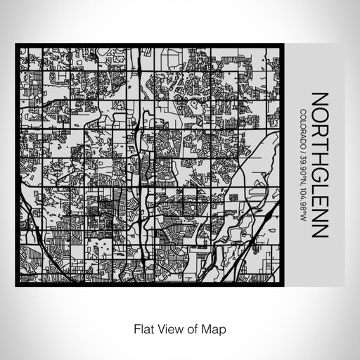 Rendered View of Northglenn Colorado Map on 20oz Stainless Steel Insulated Bottle with Bamboo Top with printed Tactile Lines Map in Black