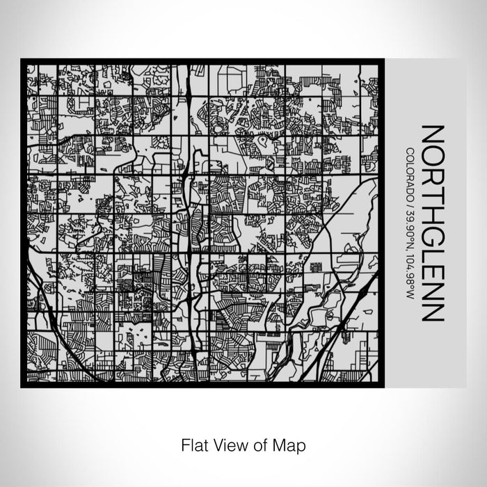 Rendered View of Northglenn Colorado Map on 20oz Stainless Steel Insulated Bottle with Bamboo Top with printed Tactile Lines Map in Black