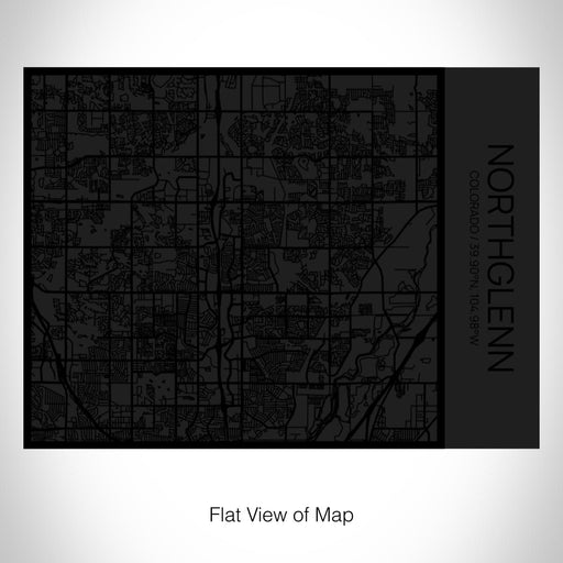 Rendered View of Northglenn Colorado Map on 20oz Stainless Steel Insulated Bottle with Bamboo Top in Matte Black with printed Tactile Lines Map in Black