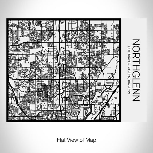 Rendered View of Northglenn Colorado Map on 20oz Stainless Steel Insulated Bottle with Bamboo Top in Matte White with printed Tactile Lines Map in Black