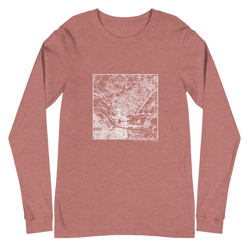 North Little Rock Arkansas  Map Unisex Long-Sleeve T-shirt with City inscription in Heather Mauve