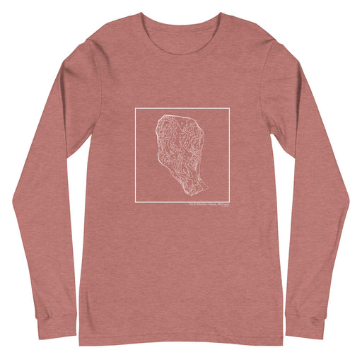 North Manitou Island Michigan Topographic  Map Unisex Long-Sleeve T-shirt with City inscription in Heather Mauve