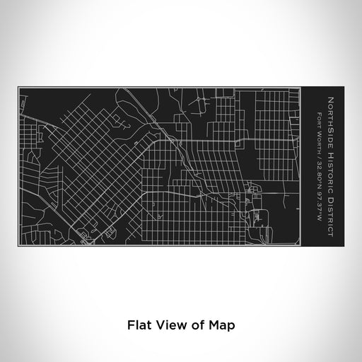 Rendered View of NorthSide Historic District Fort Worth Map Engraving on 17oz Stainless Steel Insulated Cola Bottle in Black