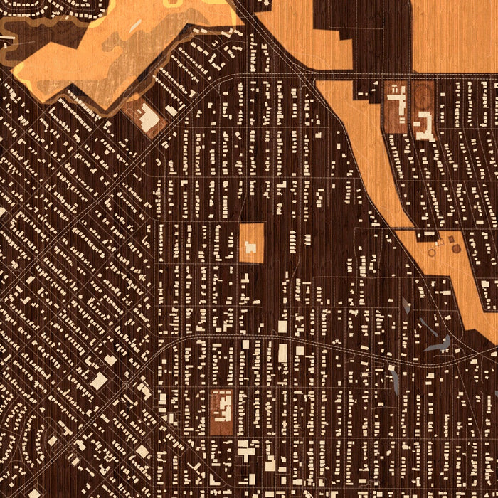 Northside Historic District Fort Worth Map Print in Ember Style Zoomed In Close Up Showing Details