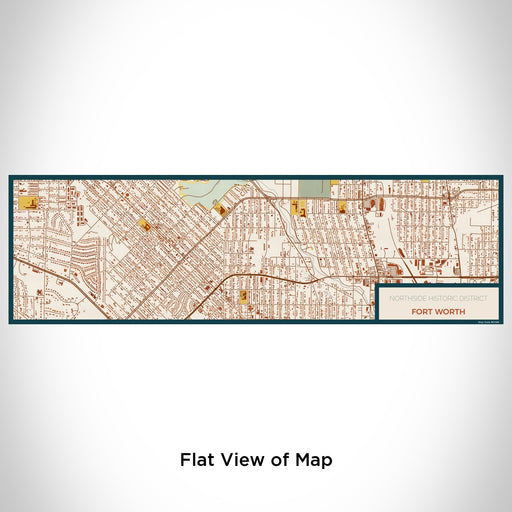 Flat View of Map Custom Northside Historic District Fort Worth Map Enamel Mug in Woodblock