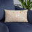 Custom Northside Historic District Fort Worth Map Throw Pillow in Woodblock on Blue Colored Chair