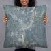 Person holding 22x22 Custom Norwich Connecticut Map Throw Pillow in Afternoon