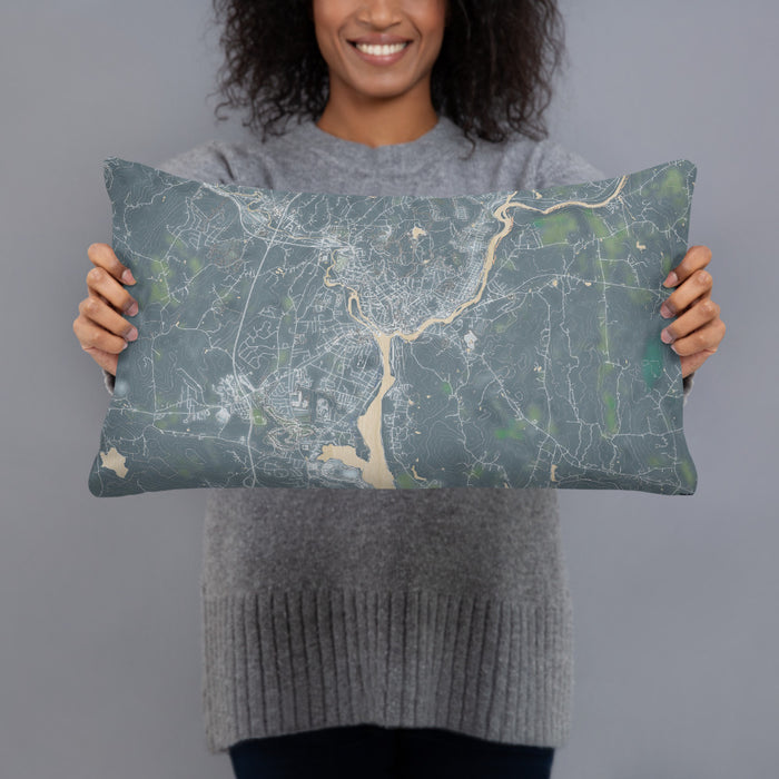 Person holding 20x12 Custom Norwich Connecticut Map Throw Pillow in Afternoon
