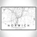 Norwich Connecticut Map Print Landscape Orientation in Classic Style With Shaded Background