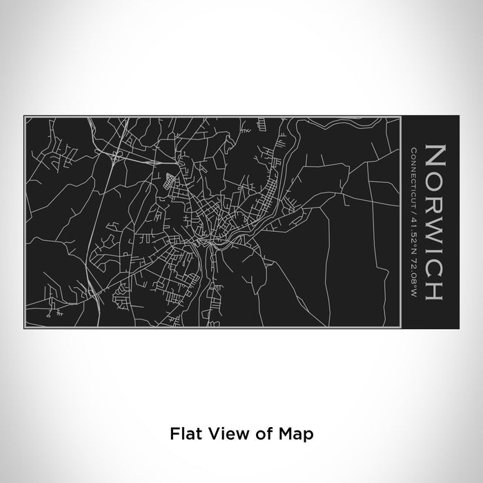 Rendered View of Norwich Connecticut Map Engraving on 17oz Stainless Steel Insulated Cola Bottle in Black