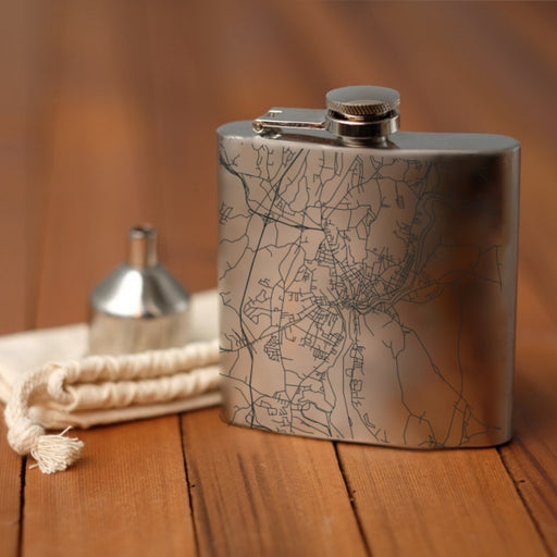 Norwich Connecticut Custom Engraved City Map Inscription Coordinates on 6oz Stainless Steel Flask