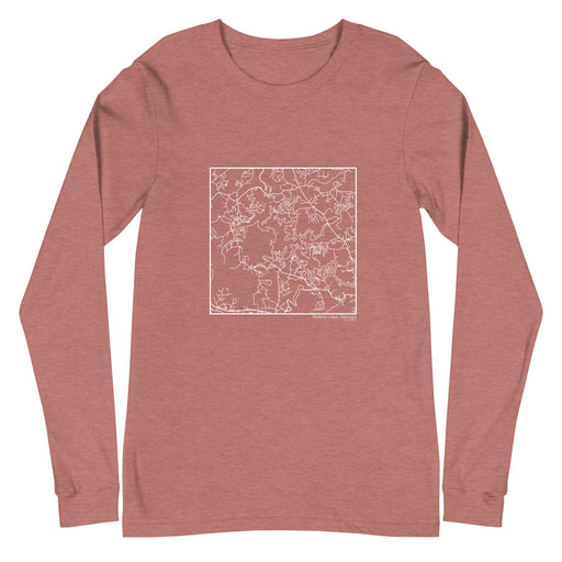 Nottely Lake Georgia  Map Unisex Long-Sleeve T-shirt with City inscription in Heather Mauve