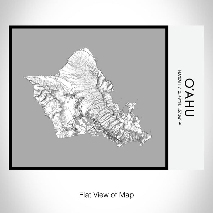 Rendered View of O'ahu Hawaii Map on 20oz Stainless Steel Insulated Bottle with Bamboo Top with printed classic style map