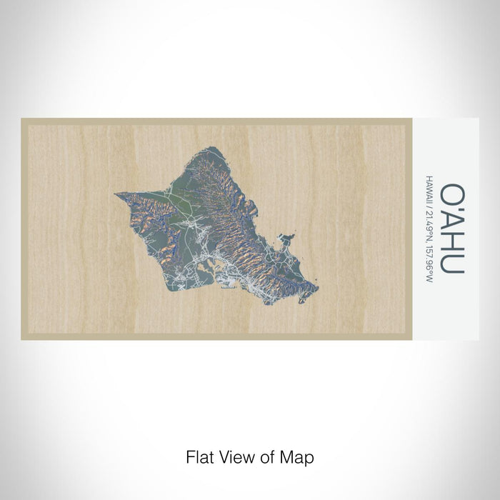 Rendered View of O'ahu Hawaii Map on 17oz Stainless Steel Insulated Bottle with printed afternoon style map