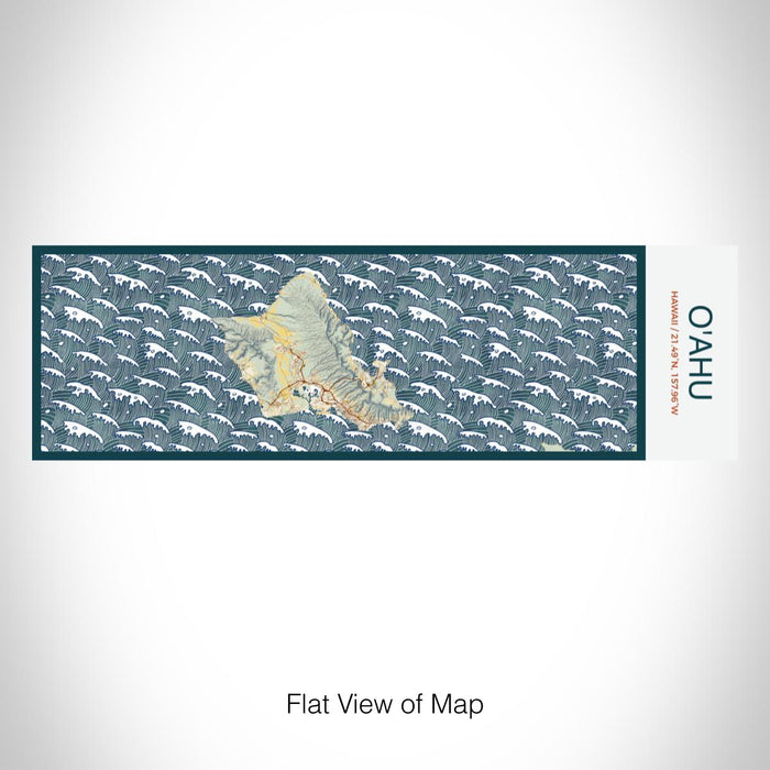 Rendered View of O'ahu Hawaii Map on 10oz Stainless Steel Insulated Cup in Woodblock with Sliding Lid